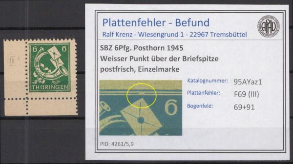 SBZ_1945_PLATTENFEHLER_Nr_95AYaz1_III_postfrisch_Bild1