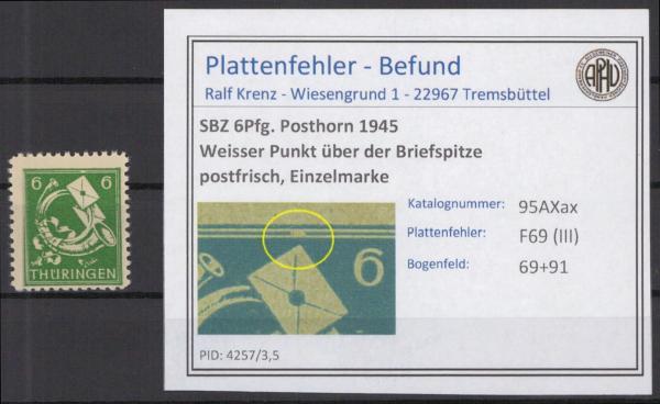 SBZ_1945_PLATTENFEHLER_Nr_95AXax_III_postfrisch_Bild1