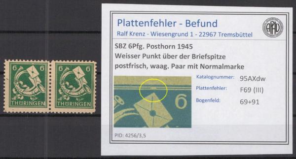 SBZ_1945_PLATTENFEHLER_Nr_95AXdw_III_postfrisch_Bild1