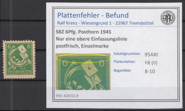SBZ_1945_PLATTENFEHLER_Nr_95AXt_II_postfrisch_Bild1