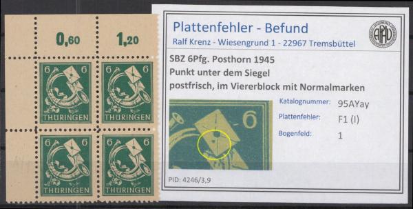 SBZ_1945_PLATTENFEHLER_Nr_95AYay_I_postfrisch_Bild1