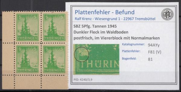 SBZ_1945_PLATTENFEHLER_Nr_94AYy_V_postfrisch_Bild1