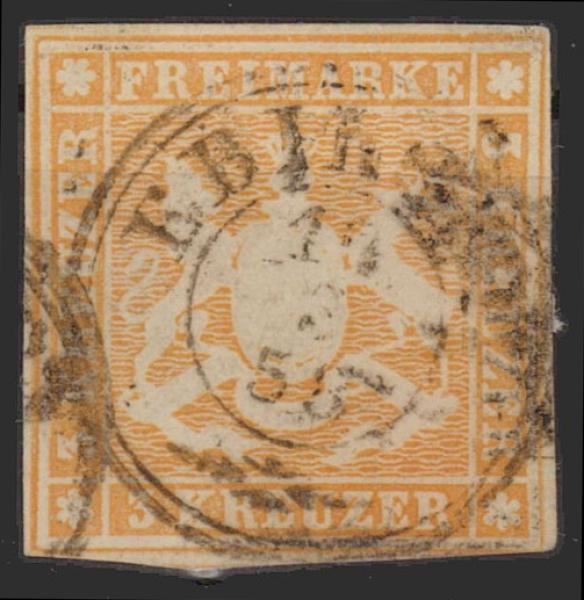 WUeeRTTEMBERG_1857_Nr_7_gestempelt_Bild1