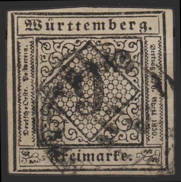 WUeeRTTEMBERG_1851_Nr_4_gestempelt_Bild1