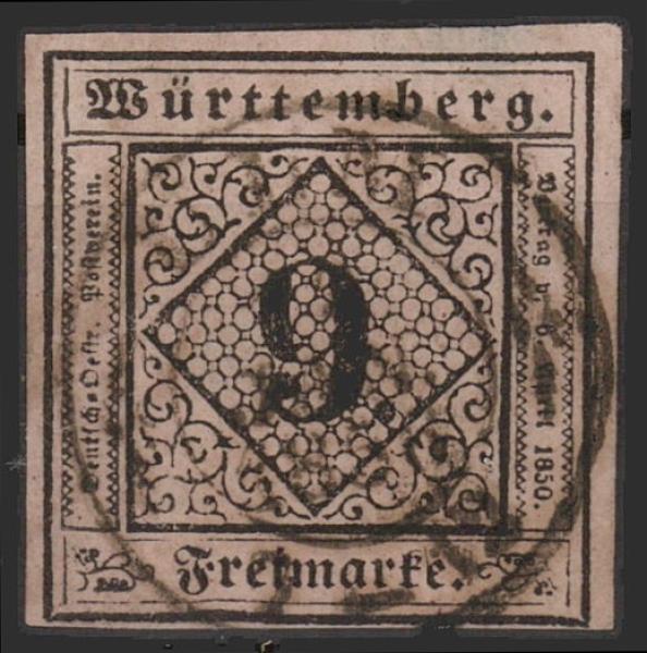 WUeeRTTEMBERG_1851_Nr_4_gestempelt_Bild1