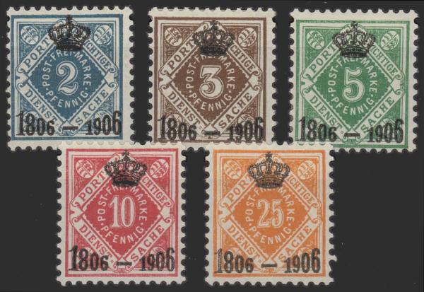 WUeeRTTEMBERG_1906_Nr_107_111_ungebraucht_Bild1